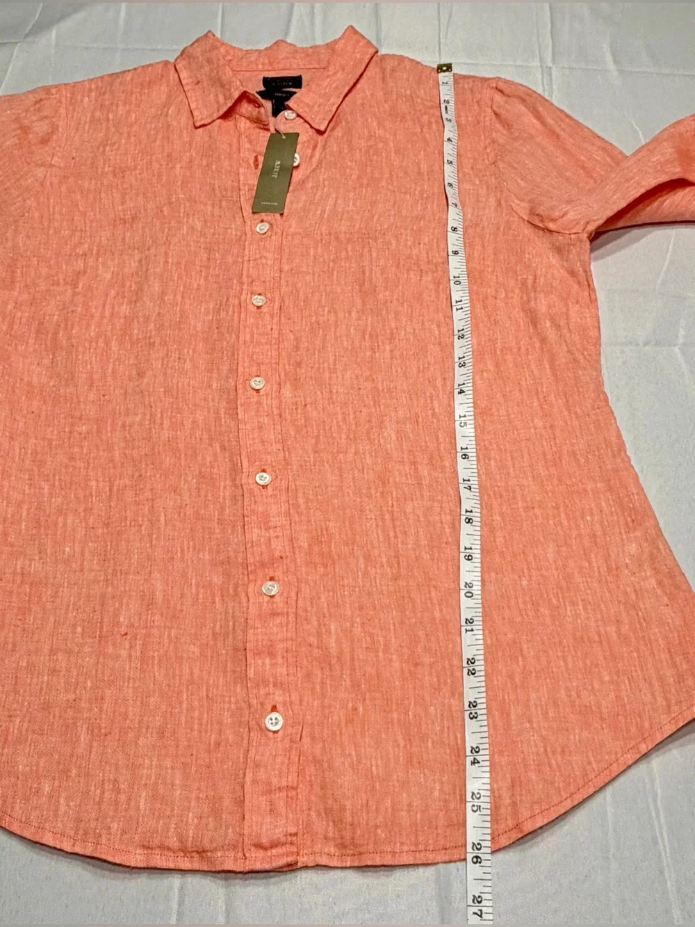 NWT J.Crew Baird McNutt Irish Linen Perfect Shirt Coral Size 6